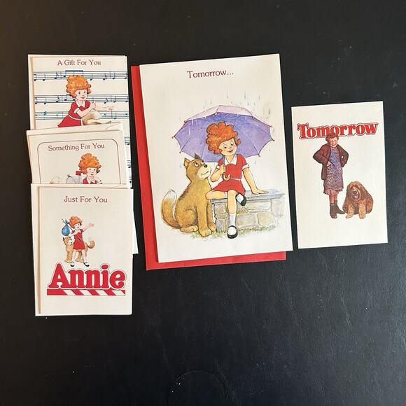 Lot Of 5 Vintage Annie Cards And Post Card 80s Cartoon - Picture 1 of 15